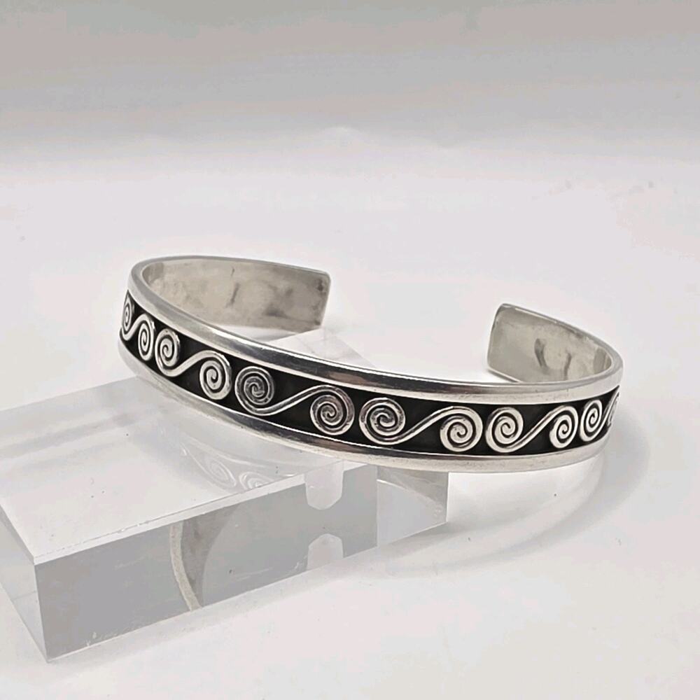 Southwestern Sterling Silver 925 Swirls Cuff Bracelet 20.3g